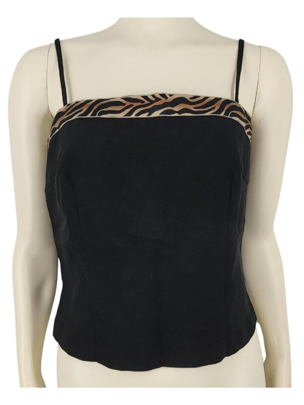 Women's Vintage By Choice California Black Tank Top Animal Print Trim Medium